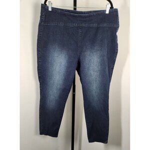 Woman Within Blue Dark Wash Pull On Tapered Leg Stretch Denim Comfort-SZ 20W